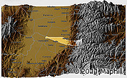 Physical 3D Map of Miranda, darken