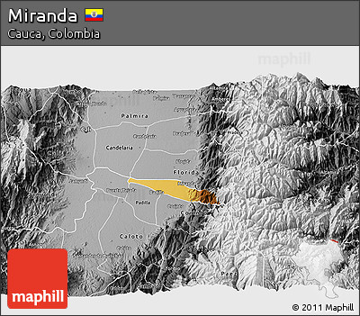 Physical 3D Map of Miranda, desaturated
