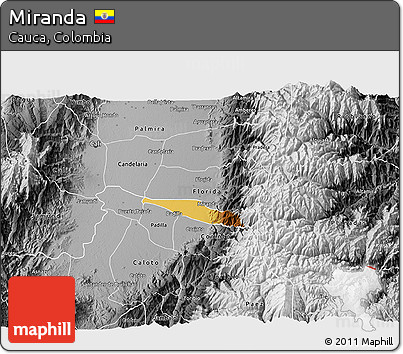 Physical 3D Map of Miranda, desaturated