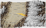 Physical 3D Map of Miranda, semi-desaturated
