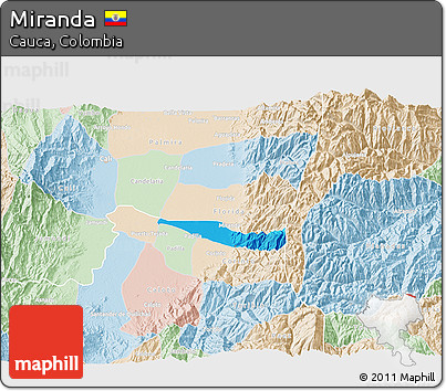 Political 3D Map of Miranda, lighten