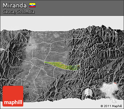 Satellite 3D Map of Miranda, desaturated