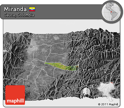 Satellite 3D Map of Miranda, desaturated