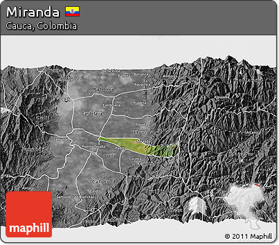Satellite 3D Map of Miranda, desaturated