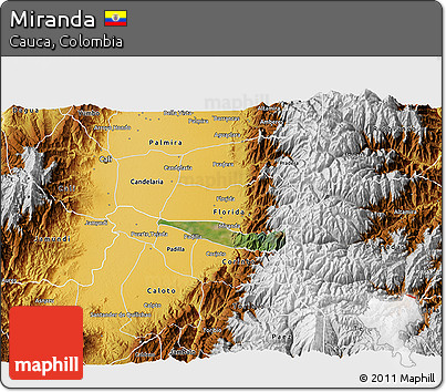 Satellite 3D Map of Miranda, physical outside