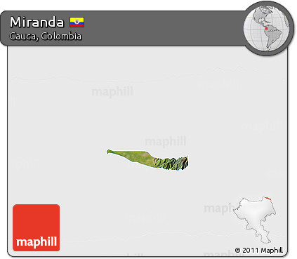 Satellite 3D Map of Miranda, single color outside