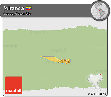 Savanna Style 3D Map of Miranda, single color outside