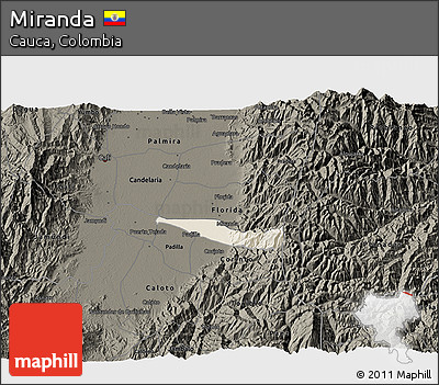 Shaded Relief 3D Map of Miranda, darken
