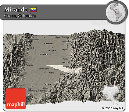 Shaded Relief 3D Map of Miranda, darken
