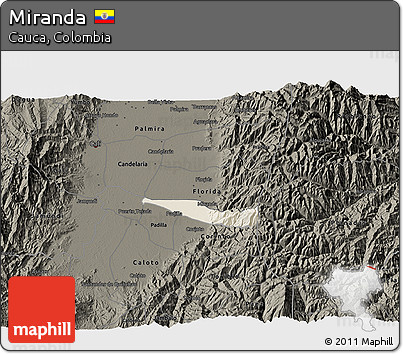 Shaded Relief 3D Map of Miranda, darken