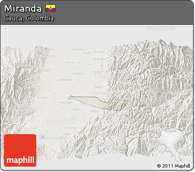 Shaded Relief 3D Map of Miranda, lighten