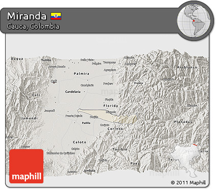 Shaded Relief 3D Map of Miranda, semi-desaturated