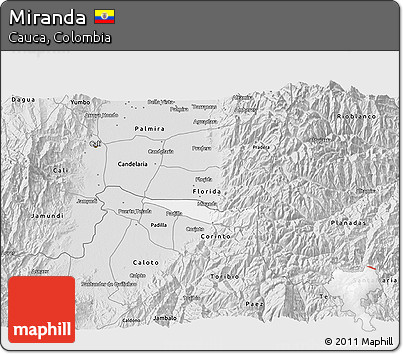 Silver Style 3D Map of Miranda
