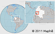 Gray Location Map of Miranda, highlighted country, highlighted parent region, within the entire country, hill shading