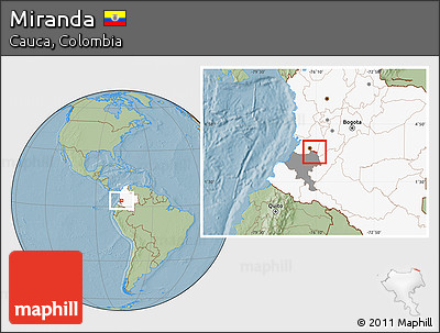 Savanna Style Location Map of Miranda, highlighted country, highlighted parent region, hill shading
