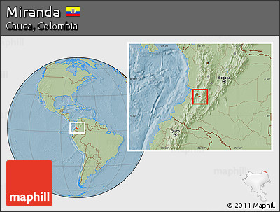 Savanna Style Location Map of Miranda, hill shading