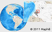 Shaded Relief Location Map of Miranda, highlighted country, highlighted parent region