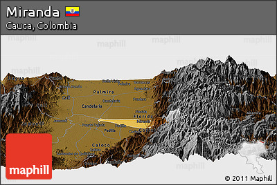 Physical Panoramic Map of Miranda, darken