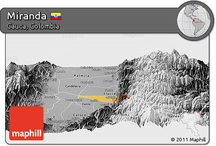 Physical Panoramic Map of Miranda, desaturated