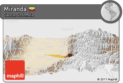 Physical Panoramic Map of Miranda, lighten