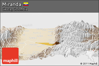 Physical Panoramic Map of Miranda, lighten