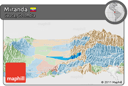 Political Panoramic Map of Miranda, lighten