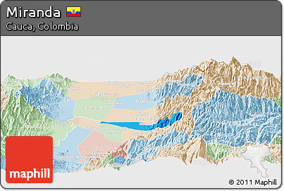 Political Panoramic Map of Miranda, lighten