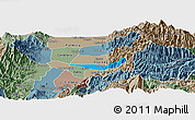 Political Panoramic Map of Miranda, semi-desaturated