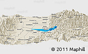 Political Panoramic Map of Miranda, shaded relief outside