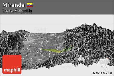 Satellite Panoramic Map of Miranda, desaturated