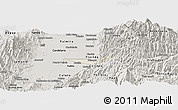 Shaded Relief Panoramic Map of Miranda, semi-desaturated