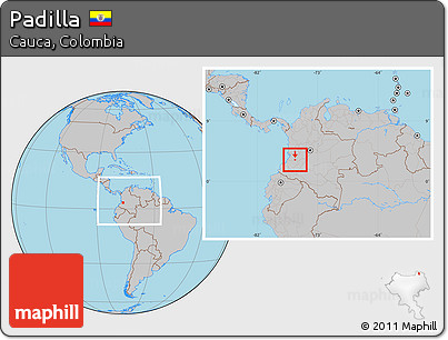 Gray Location Map of Padilla, within the entire country