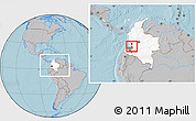 Gray Location Map of Padilla, highlighted country, highlighted parent region, within the entire country, hill shading