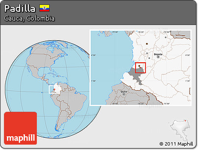 Gray Location Map of Padilla, highlighted country, highlighted parent region