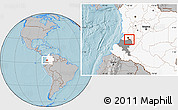 Gray Location Map of Padilla, highlighted country, highlighted parent region, hill shading