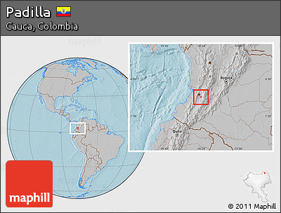 Gray Location Map of Padilla, hill shading