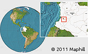 Satellite Location Map of Padilla, highlighted country