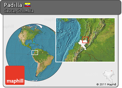 Satellite Location Map of Padilla, highlighted parent region