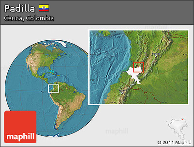 Satellite Location Map of Padilla, highlighted parent region