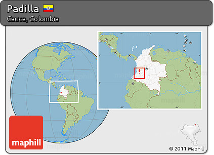 Savanna Style Location Map of Padilla, highlighted country, within the entire country