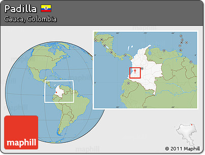 Savanna Style Location Map of Padilla, highlighted country, within the entire country