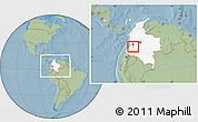 Savanna Style Location Map of Padilla, highlighted country, within the entire country, hill shading