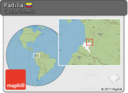 Savanna Style Location Map of Padilla, highlighted parent region