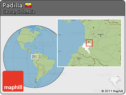 Savanna Style Location Map of Padilla, highlighted parent region