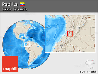 Shaded Relief Location Map of Padilla
