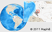 Shaded Relief Location Map of Padilla, highlighted country, highlighted parent region