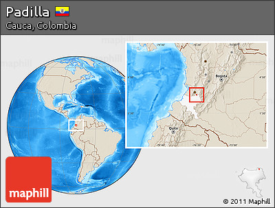 Shaded Relief Location Map of Padilla, highlighted parent region