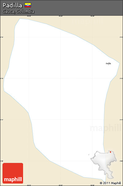 Classic Style Simple Map of Padilla, single color outside
