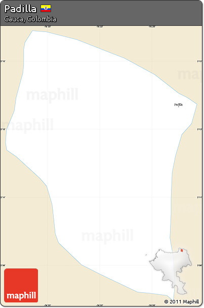 Classic Style Simple Map of Padilla, single color outside