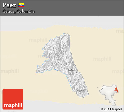 Classic Style 3D Map of Paez, single color outside